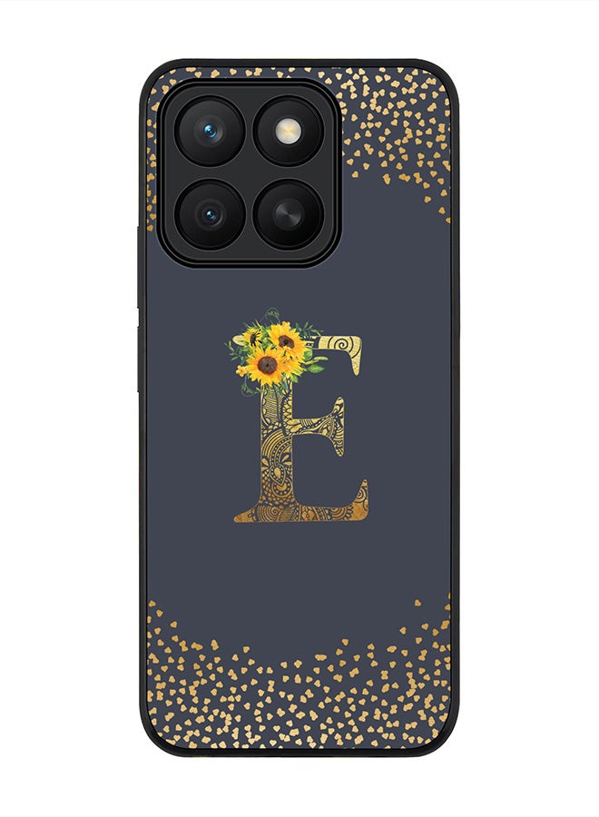 Stylizedd For Honor X8c Case,Slim fit Camera Protection, Shockproof Thin Phone cover  - Custom Floral Monogram - E  (Grey )