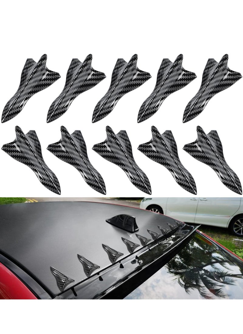 SYOSI - 10Pcs Air Vortex Generator Diffuser Shark Fin Set, Carbon Fiber Pattern, Compatible with Spoiler Roof Wing, Car Exterior Accessories, Pointed End Style - Image 1
