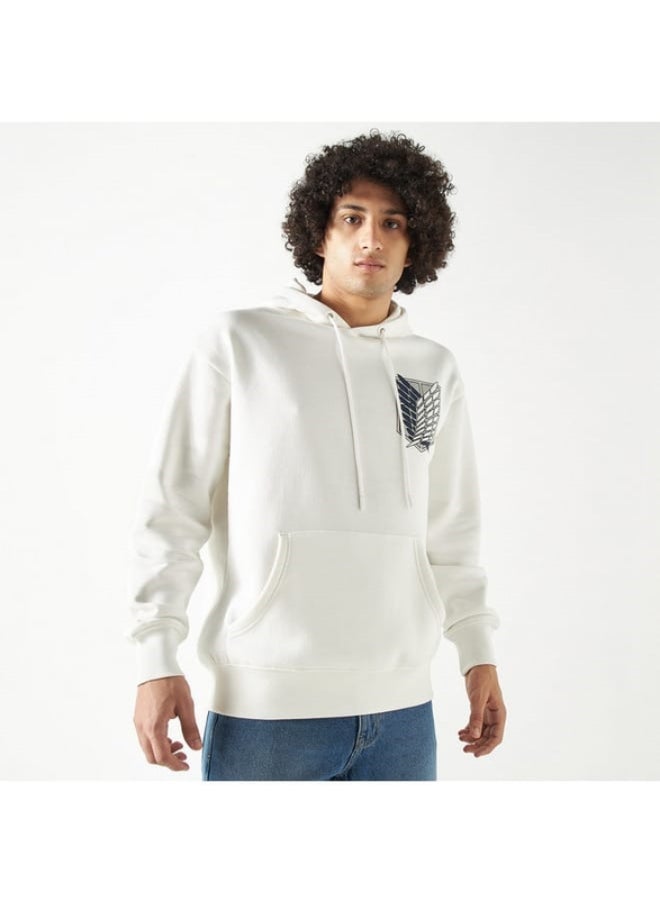SP Characters Attack on Titan Print Hoodie with Long Sleeves and Kangaroo Pocket  - Image 2