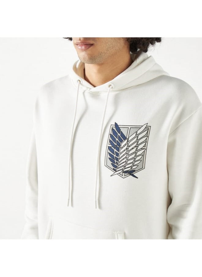 SP Characters Attack on Titan Print Hoodie with Long Sleeves and Kangaroo Pocket  - Image 1