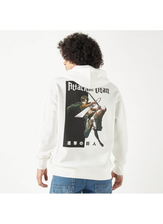 SP Characters Attack on Titan Print Hoodie with Long Sleeves and Kangaroo Pocket  - Image 3