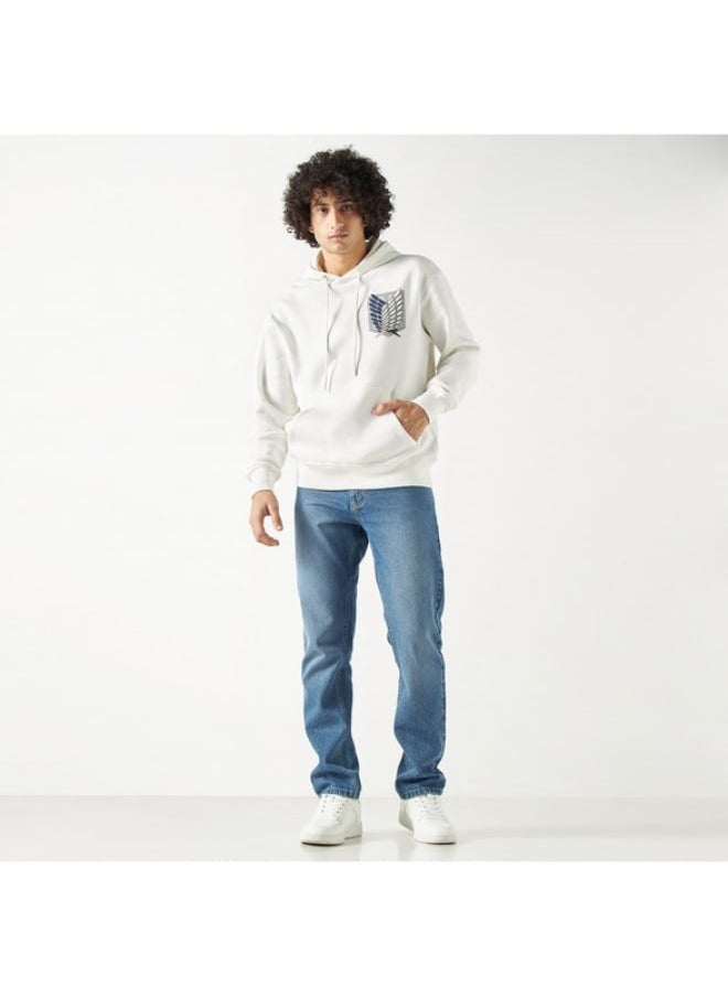 SP Characters Attack on Titan Print Hoodie with Long Sleeves and Kangaroo Pocket  - Image 4