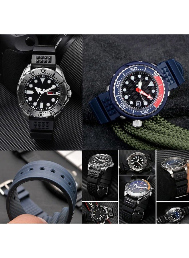 Juntan Durable 20mm 22mm Rubber Watch Band Quick Release Silicone Replacement Watch Bands Strap for Men Women Straight End Bracelet Polished Stainless Steel Tang Clasp(22mm, Black) - Image 2