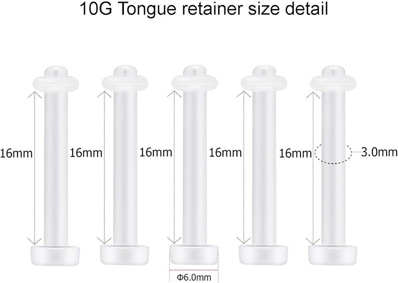 NewkeepsR 8G/10G/12G/14G/16G/18G Bioplast Clear Flat Tongue Nipple Ring Flexible Retainers Spacers Labret Bar - Image 2
