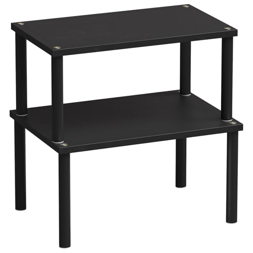 VERTORGAN Cabinet Organizer Shelf(Set of 2),Kitchen Counter Shelves,Bamboo Spice Rack Countertop and Cabinet,Stackable Expandable,Medium(Black) - Image 1