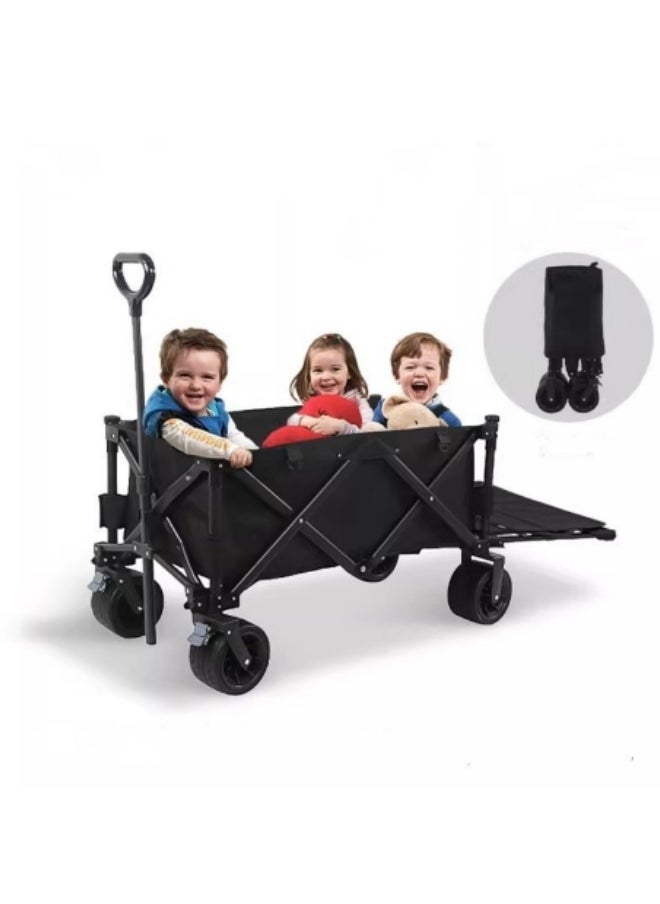 GGEROU Outdoor Camp Cart Foldable Portable Garden Trolley Camp Baby Children Wagon Grocery Shopping Picnic Trailer Collapsible Storage Khaki  - Image 5