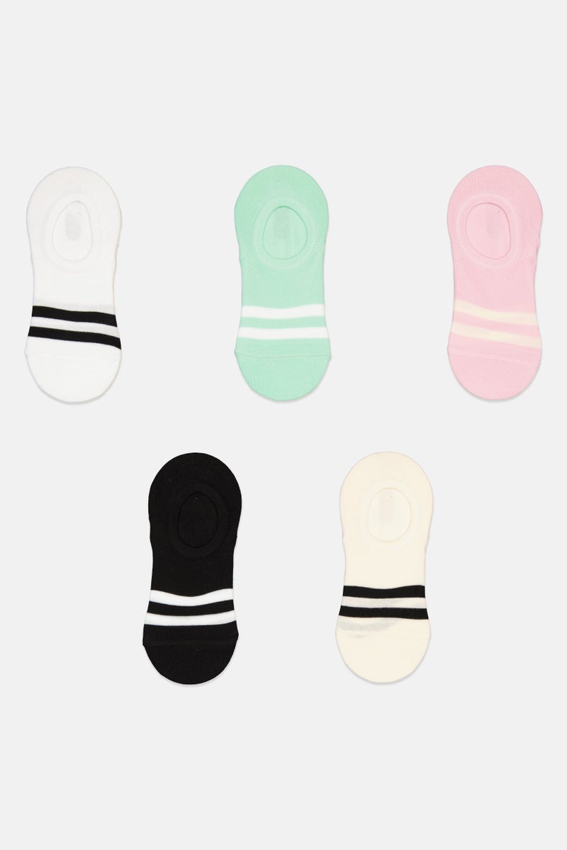 Kathy Ireland Women 5 Pairs Stripe Invisible Socks, Multicolor - Image 2