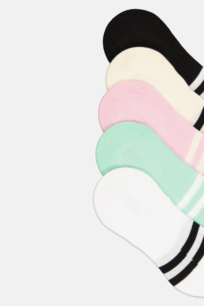 Kathy Ireland Women 5 Pairs Stripe Invisible Socks, Multicolor - Image 3