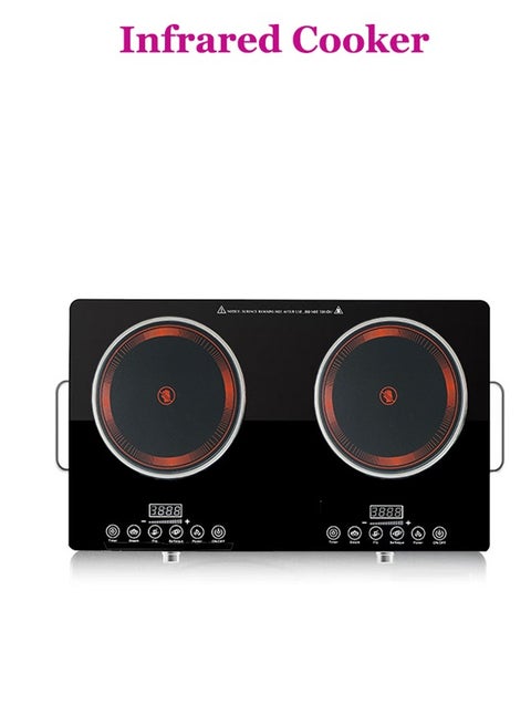 Infrared Cooker,Double Infrared Ceramic Hot Plate, Electric Infrared Burner Compatible for All Cookwares -Black