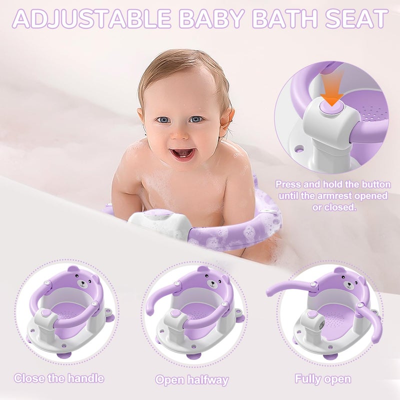 Himold Baby Bath Seat for Babies 6 Months & up, Non-Slip Toddler Bath Seats for Babies Sitting Up, Safe Infant & Newborn Bathtub Chair with 4 Suction Cups & Soft Cushion for Shower,Lavender - Image 5