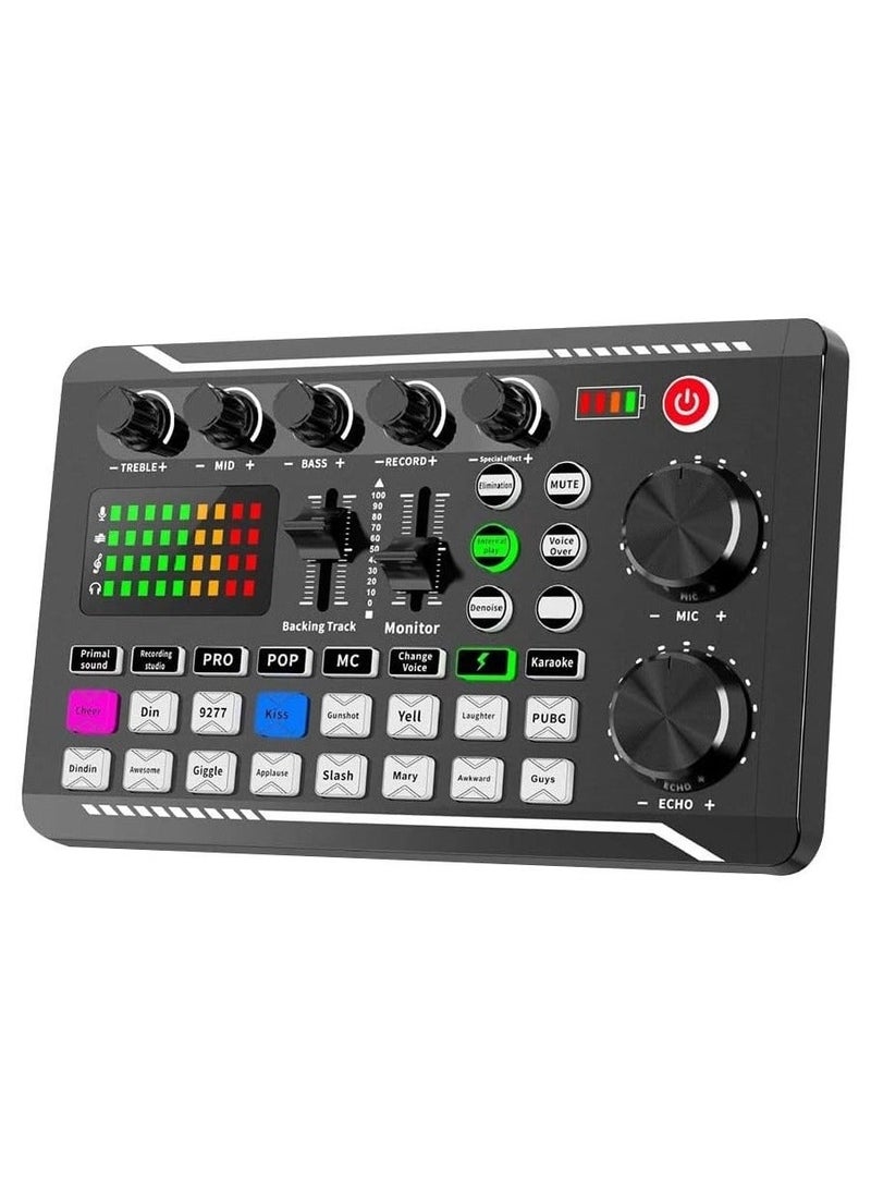 F998 Sound Card with 16 Sound Effects Audio Recording Sound Mixer Audio Mixing Console Amplifier for Phone PC - Image 1