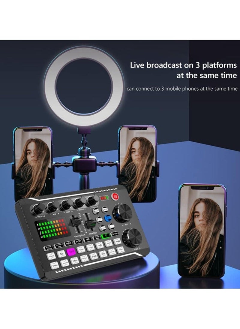 F998 Sound Card with 16 Sound Effects Audio Recording Sound Mixer Audio Mixing Console Amplifier for Phone PC - Image 3