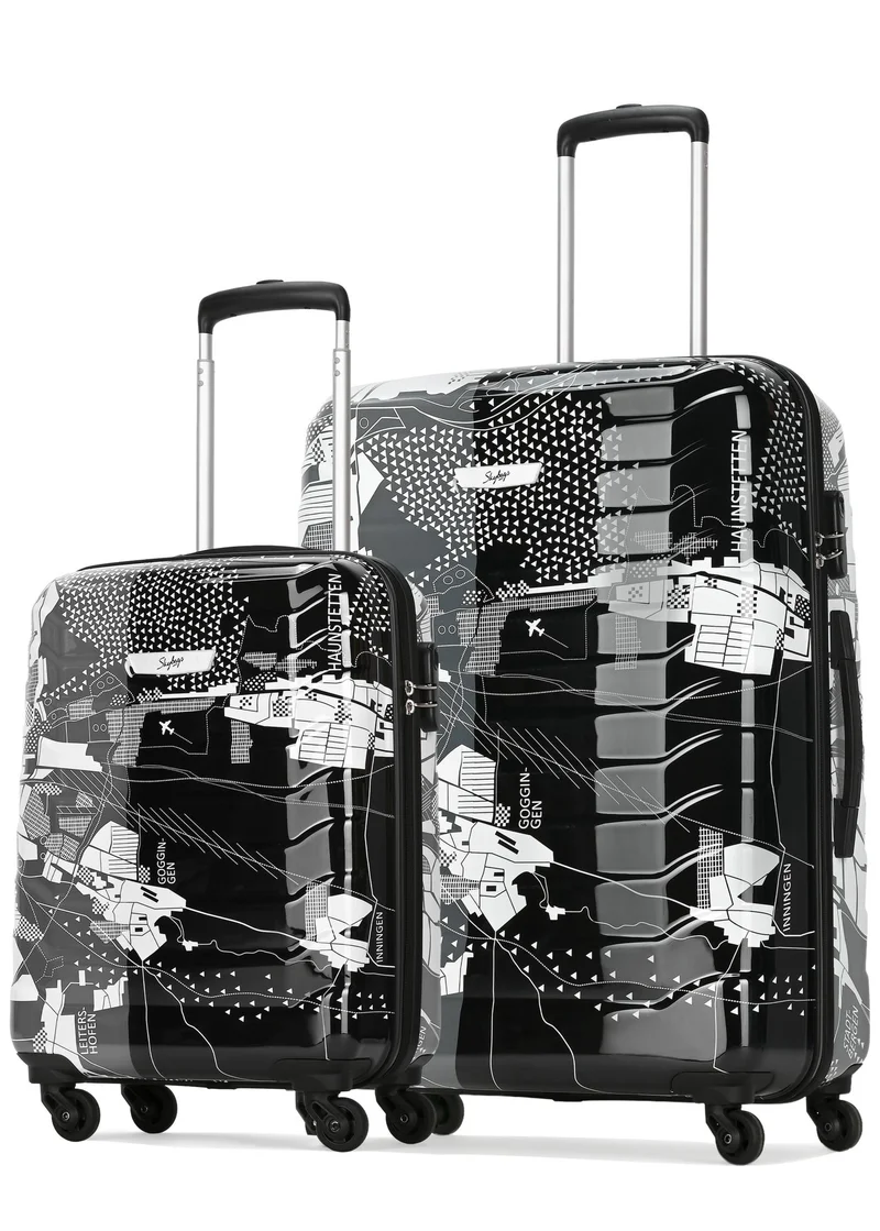 Skybags TROOPER Set of 2 Polycarbonate (PC+ABS), 4 Spinner Double Wheel Trolley Bags for Travel, Hard Case Lightweight Bag with TSA Lock, Tough Suitcase for Travel (Large-28, Cabin-20 Inch), Black