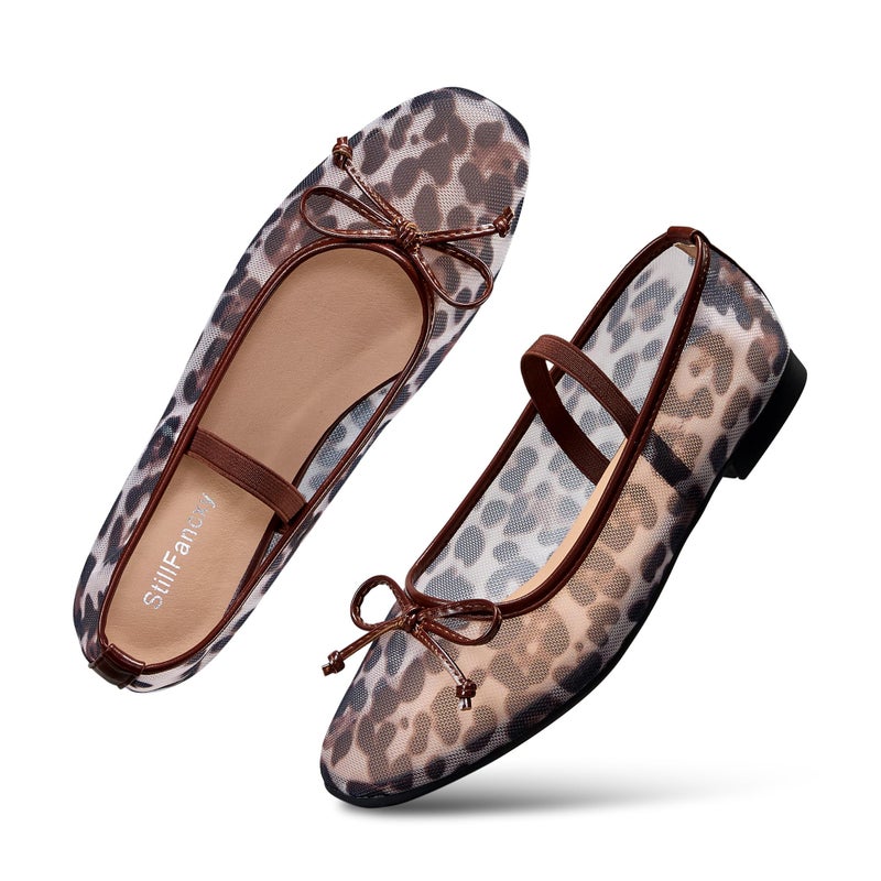 StillFancxy Ballet Flats with Bow Square Toe Ballerina Flats Slip on Bowknot Flat Shoes for Women Dressy Comfortable - Image 5