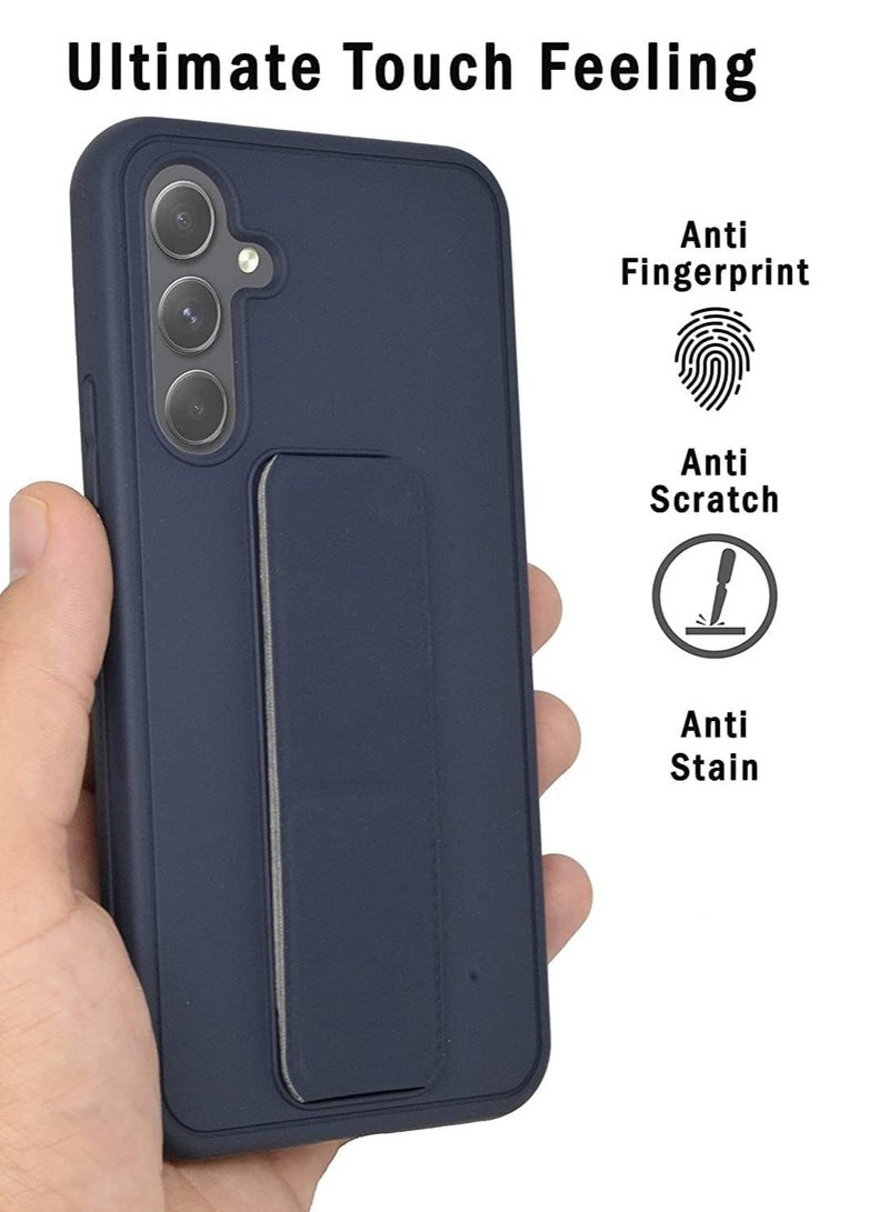Denx Samsung Galaxy A26 Back Stand Case Magnetic Car Holder Soft Silicone Horizontal & Vertical Kickstand Cover Wrist Strap Full protection Case for Samsung Galaxy A26 (Navy Blue) - Image 3