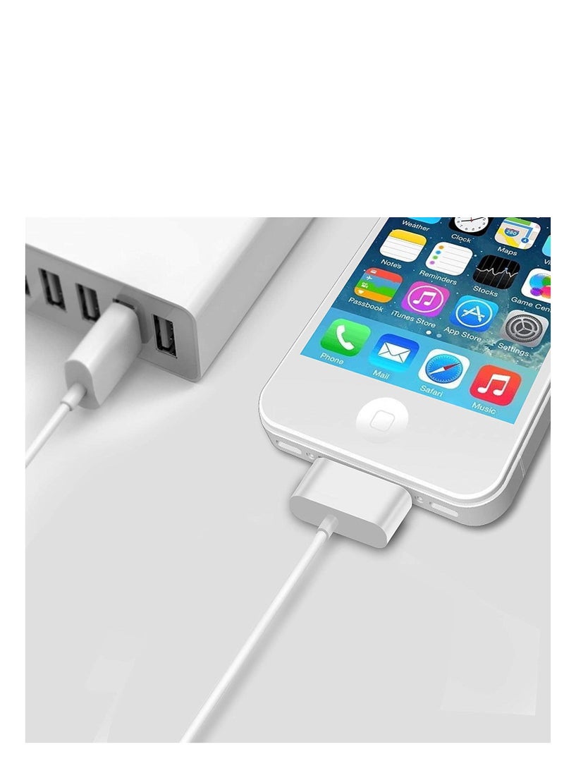 إن تك NTECH (3 عبوات) كابل بيانات USB ومزامنة لشحن i-Phone 4 / 4S / 3G / 3GS) iPad 1/2/3 / iPod) ، سلك شاحن 30 دبوس - (1M أبيض)  - Image 3