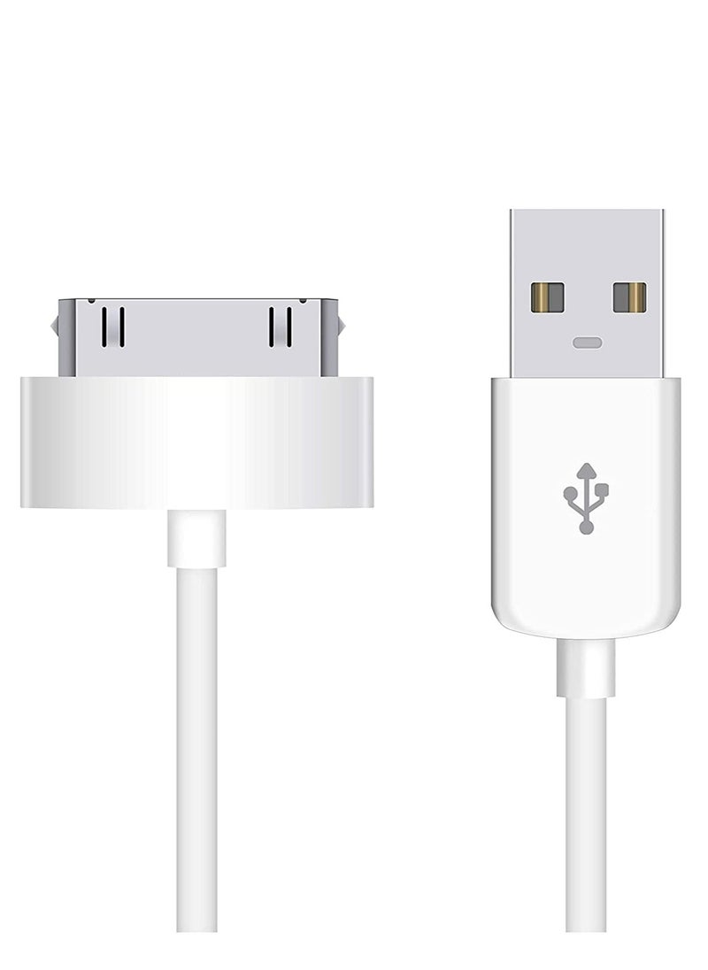 إن تك NTECH (3 عبوات) كابل بيانات USB ومزامنة لشحن i-Phone 4 / 4S / 3G / 3GS) iPad 1/2/3 / iPod) ، سلك شاحن 30 دبوس - (1M أبيض)  - Image 1
