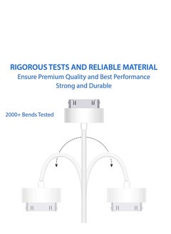إن تك NTECH (3 عبوات) كابل بيانات USB ومزامنة لشحن i-Phone 4 / 4S / 3G / 3GS) iPad 1/2/3 / iPod) ، سلك شاحن 30 دبوس - (1M أبيض)  - Image 5