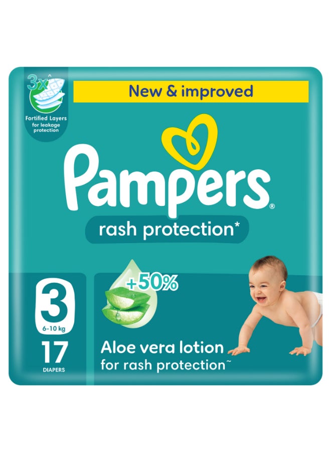 Pampers Rash Protection Taped Diapers, Size 3, 6-10kg, Carry Pack, 17 Count - Image 1