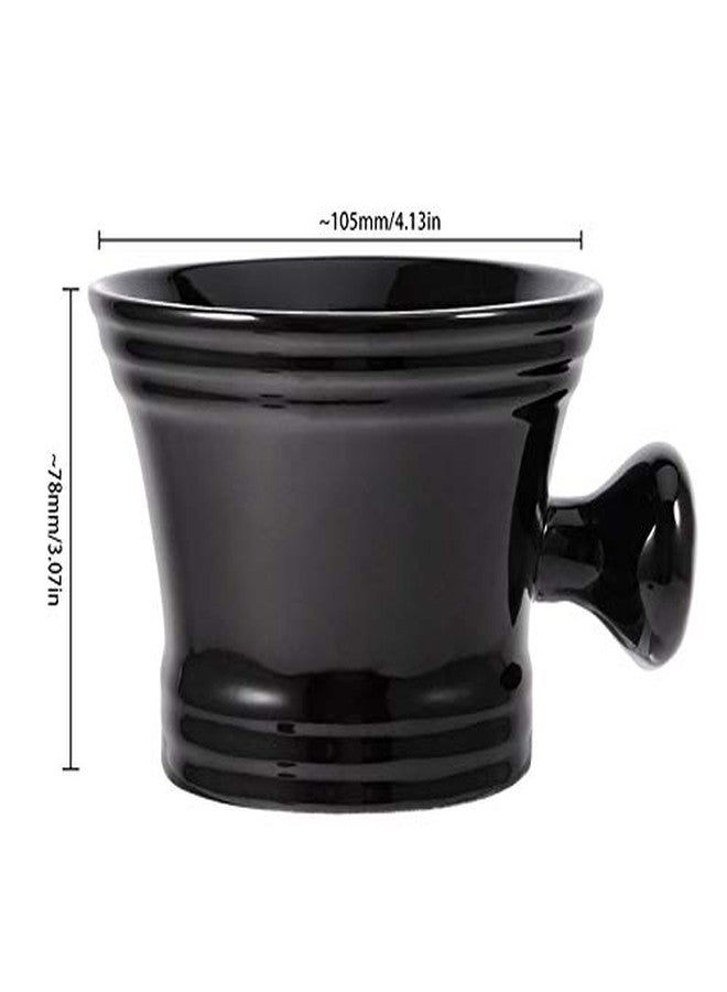 Grandslam Ceramic Shaving Soap Bowl Kit For Men, Pure Badger Shaving Brush, Shaving Cream Soap, Wide Mouth, Ceramic Black Shaving Soap Bowl/Mug with Knob Handle - Image 4