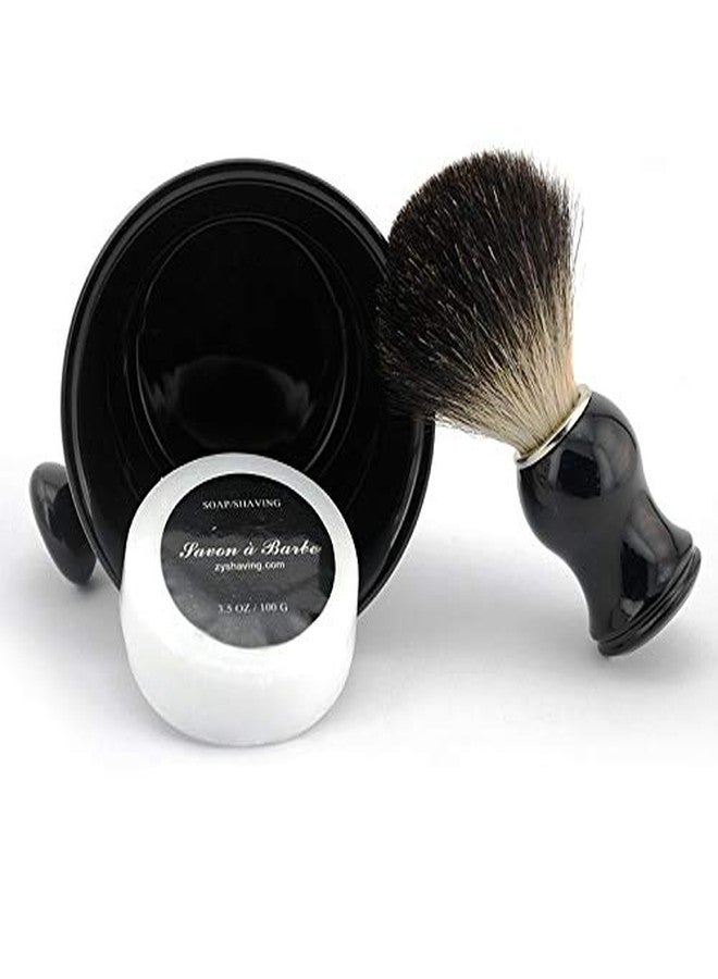 Grandslam Ceramic Shaving Soap Bowl Kit For Men, Pure Badger Shaving Brush, Shaving Cream Soap, Wide Mouth, Ceramic Black Shaving Soap Bowl/Mug with Knob Handle - Image 2