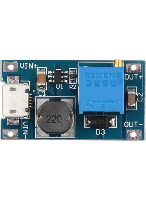Wozlo - MT3608 2A Voltage Booster Adjustable Step Up Module Micro USB 2-24V To 5V 9V 12V 28V - Image 1