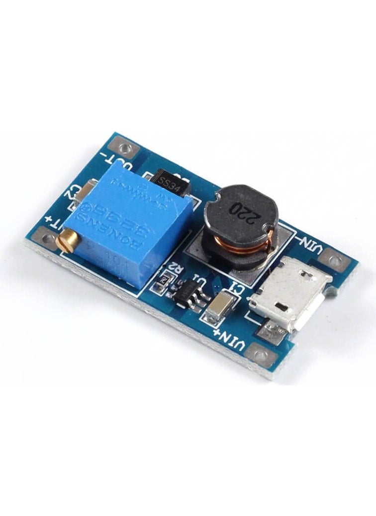 Wozlo - MT3608 2A Voltage Booster Adjustable Step Up Module Micro USB 2-24V To 5V 9V 12V 28V - Image 1