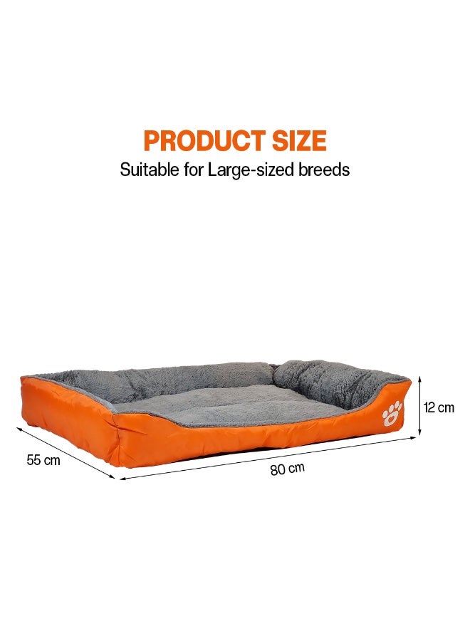 NNC PETS Dog bed with Bolstered sides, Soft plush surface, and Non-slip bottom, Plush Orthopedic pet sofa bed for Small and Medium indoor dogs, Easy to clean, 80 cm (Orange) - Image 2