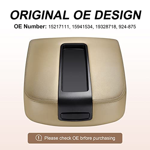 SPEEDWOW Center Console Lid Armrest Cover for Chevy Avalanche Silverado Tahoe GMC Yukon XL Sierra 2007 2008 2009 2010 2011 2012 2013 (Beige） - Image 2