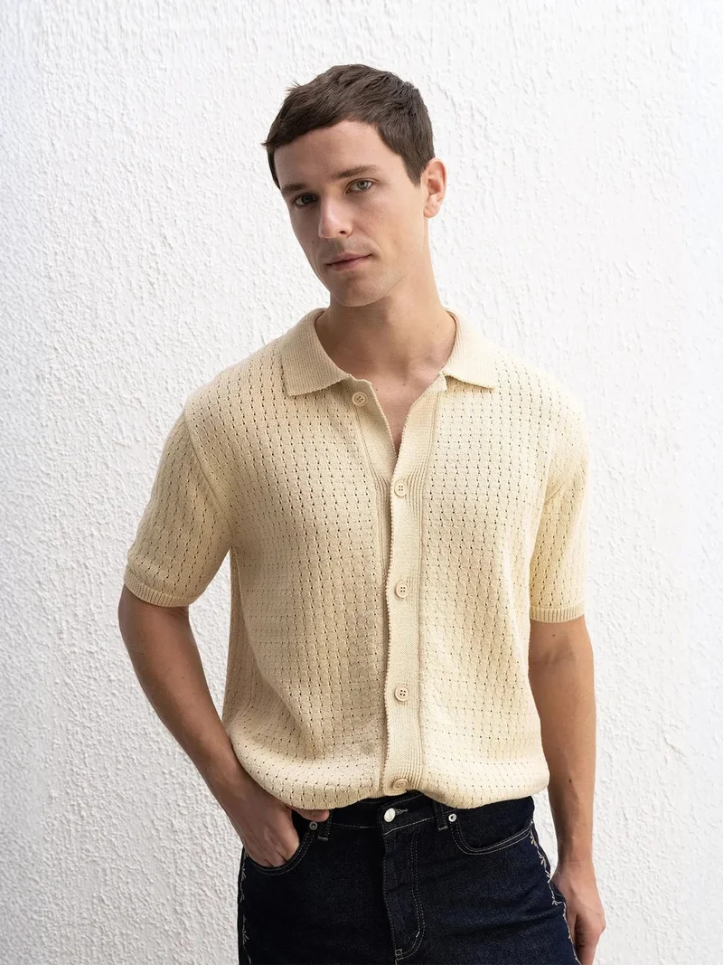 Giesto GIESTO Textured Button-up Jacquard Shirt