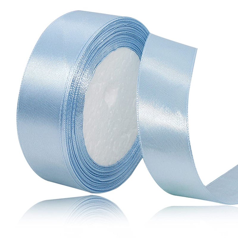 Solid Color Light Blue Satin Ribbon 34 Inches x 25 Yards Fabric Satin Ribbon for Gift Wrapping Crafts Hair Bows Making Wreath Wedding Party Decoration and Other Sewing Projects