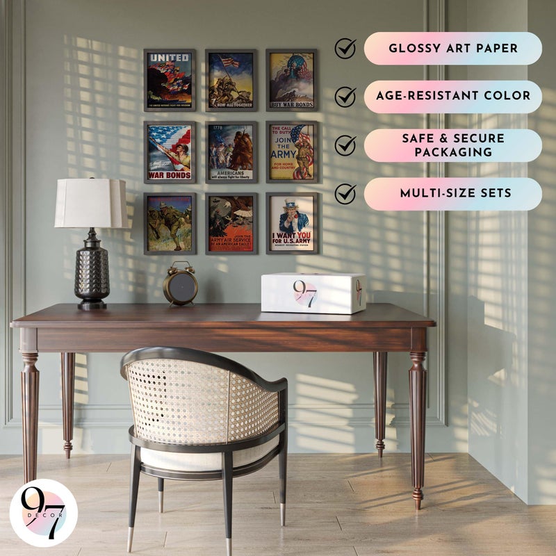 97 Decor 97 ديكور ملصق عتيق من الحرب العالمية الثانية - ملصقات تاريخ الولايات المتحدة لتزيين الفصول الدراسية، صور دعاية الحرب العالمية الثانية، مطبوعات فن الجيش من الحرب العالمية الثانية، تذكارات الحرب العالمية الثانية لتزيين الجدران للرجال (8x10 بدون إطار) - Image 5