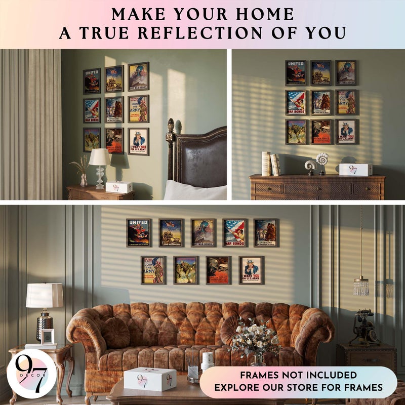 97 Decor 97 ديكور ملصق عتيق من الحرب العالمية الثانية - ملصقات تاريخ الولايات المتحدة لتزيين الفصول الدراسية، صور دعاية الحرب العالمية الثانية، مطبوعات فن الجيش من الحرب العالمية الثانية، تذكارات الحرب العالمية الثانية لتزيين الجدران للرجال (8x10 بدون إطار) - Image 4