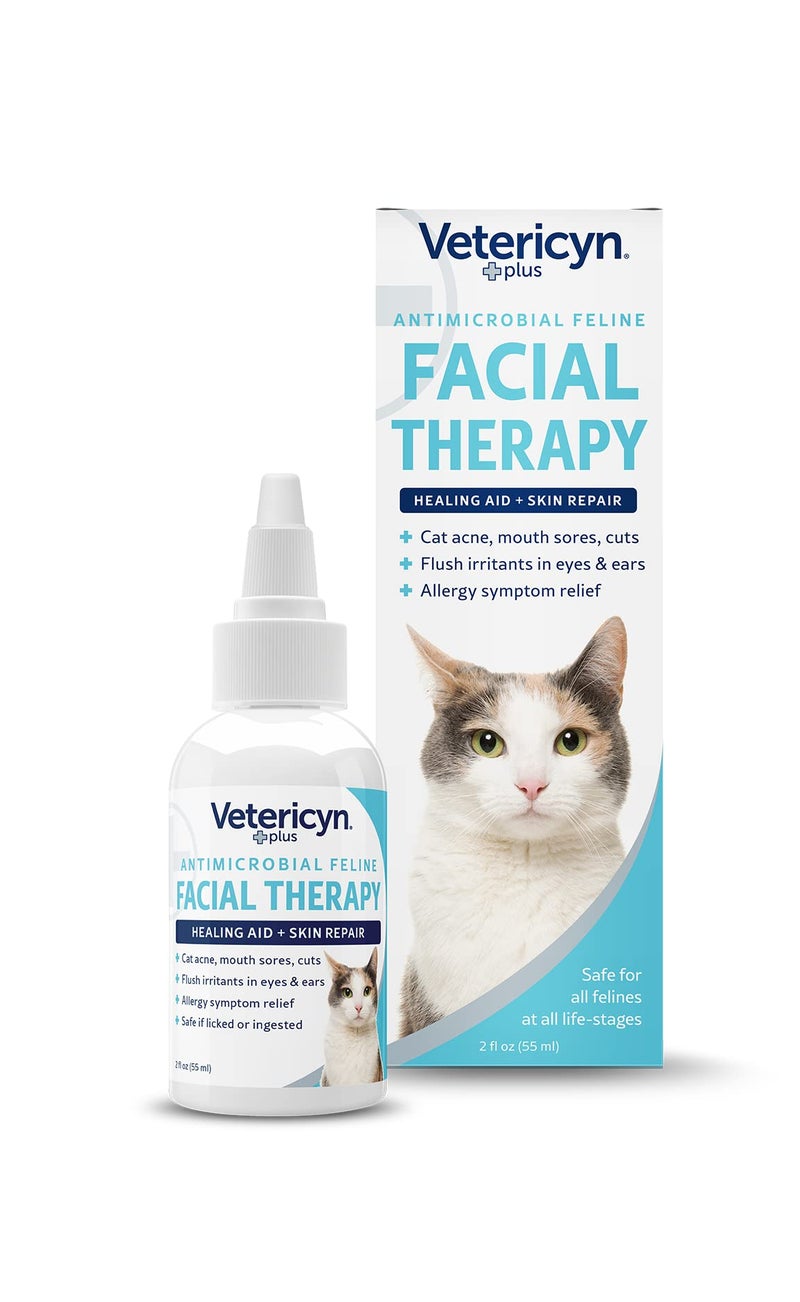 Vetericyn Plus Feline Facial Therapy | Healing Aid and Skin Repair for Different Cat First Aid Needs, Including Cat Acne, Cat Ear and Eye Problems. 2 Ounces - Image 1