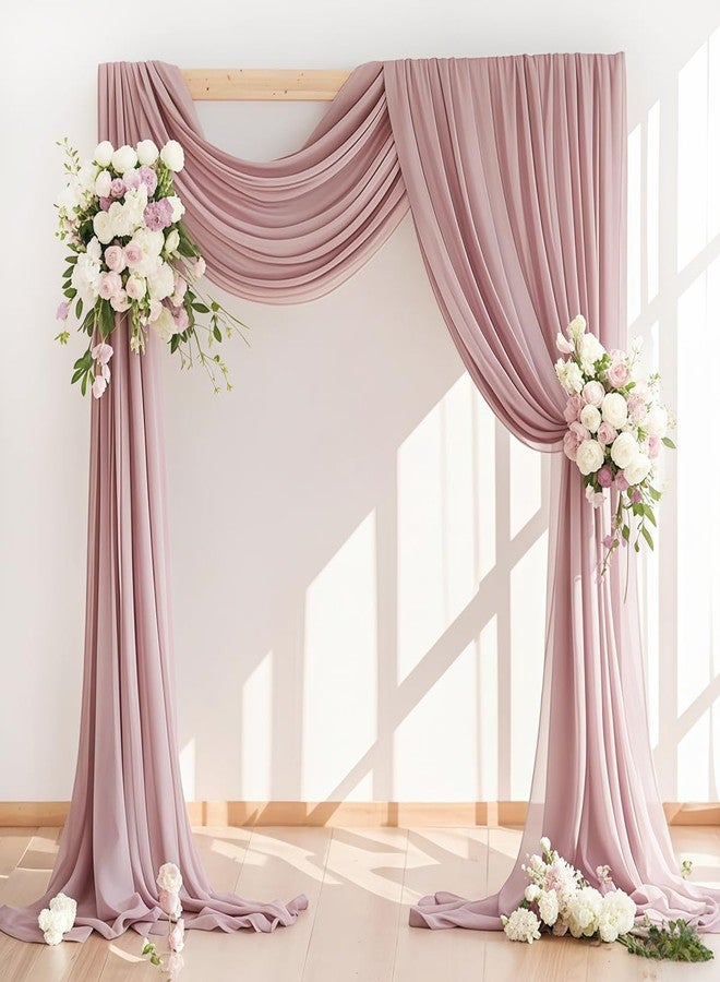 LINXTAR Wedding Arch Draping Fabric 30'' x 18FT Sheer Chiffon Arch Drape Backdrop 2 Panel Dusty Rose Drapes for Bridal Shower Baby Shower Church Decor Birthday Party Outdoor Decoration - Image 1