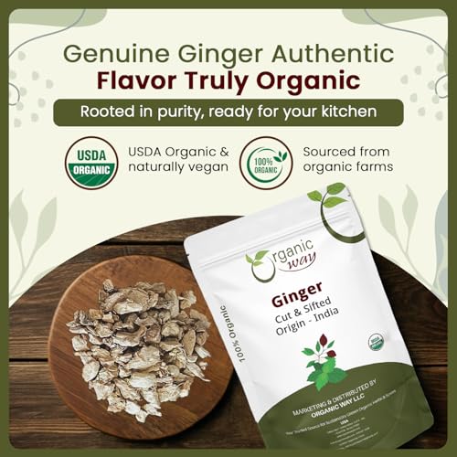 organic_way Organic Way Premium Dried Ginger Root Cut  Sifted Zingiber officinale  Organic  Kosher Certified  Raw Vegan Non GMO  Gluten Free  USDA Certified  Origin  India 14 LBS - Image 5