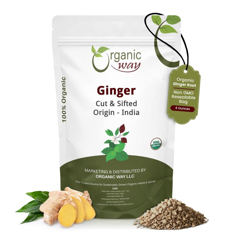 organic_way Organic Way Premium Dried Ginger Root Cut  Sifted Zingiber officinale  Organic  Kosher Certified  Raw Vegan Non GMO  Gluten Free  USDA Certified  Origin  India 14 LBS - Image 3