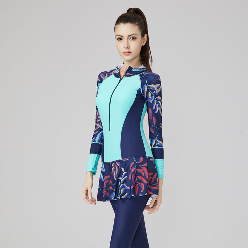 New Muslim One-Piece Swimsuit Long Sleeve Trousers Surrounded By Conservative Transport Association Surfing Sun Protection - Image 3