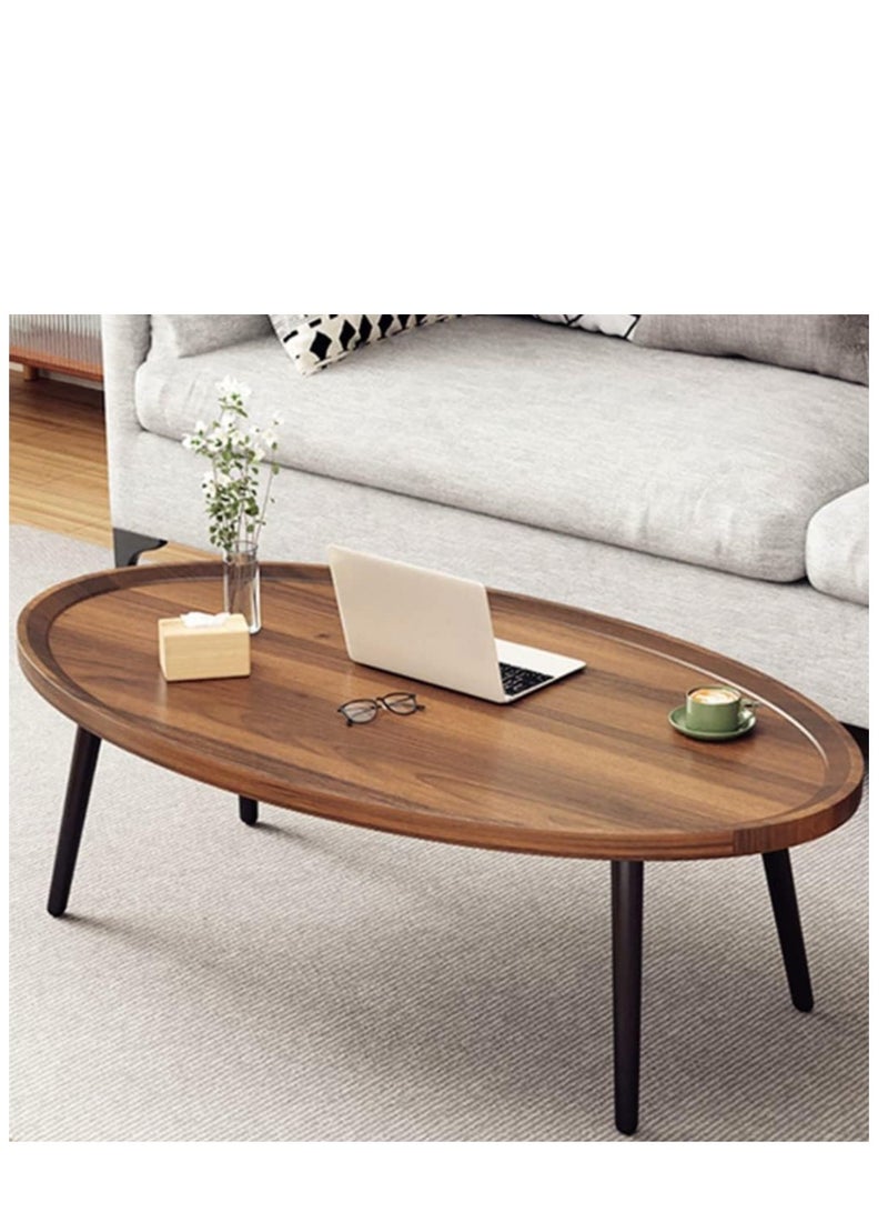 Generic 𝐅𝐅𝐃 Industrial Wooden Coffee Table with Metal Legs – Oval Design, 120x60x38 cm, Modern Tea Table for Living Room, Home Office, or Coffee House – Easy Assembly, Anti-Scratch, Easy to Clean  - Image 3
