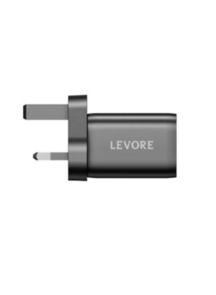 ليفور شاحن حائط ليفور ٢٥ واط، مع كابل من النوع C إلى Type-C، لأجهزة iPhone والأجهزة اللوحية، شحن سريع، أسود | LGW123C-BK - Image 2