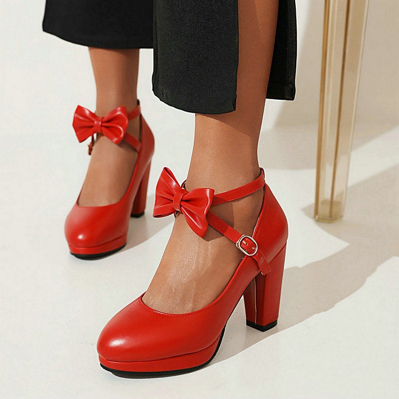 Round Head High Heeled Shoes Girl Princess Small Leather Shoes White Girl Chunky Heeled Shoes Mary Jane Women'S Shoes - Image 5