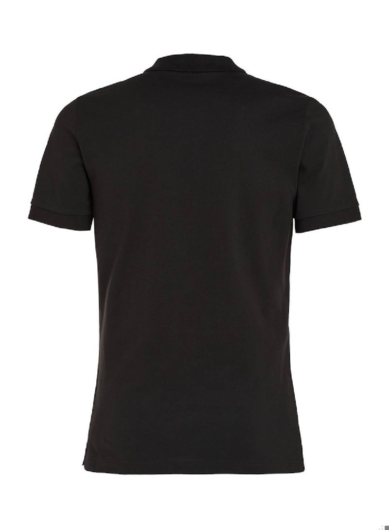Men's Slim Cotton Stretch Polo Shirt -  cotton stretch piqué, Black