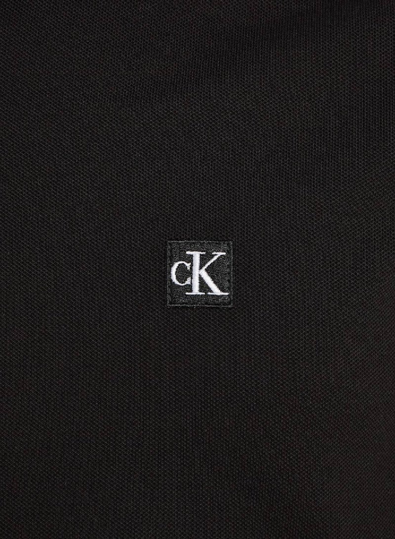 Men's Slim Cotton Stretch Polo Shirt -  cotton stretch piqué, Black