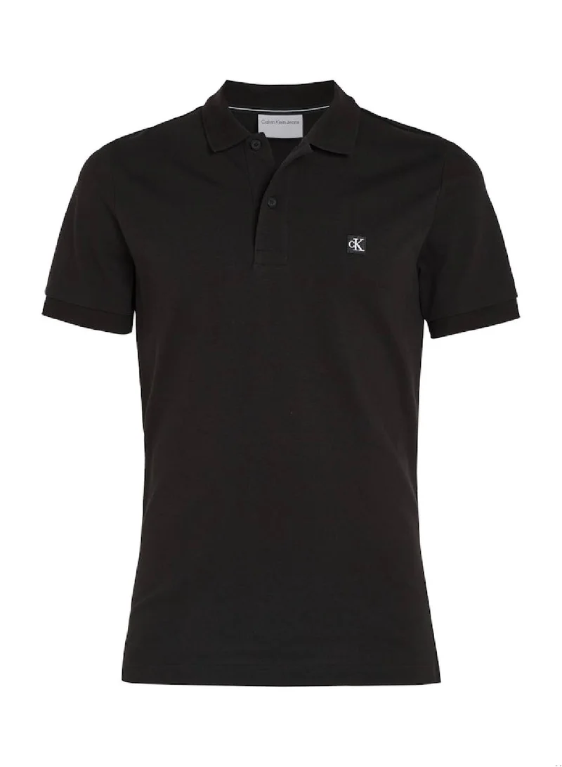 Calvin Klein Jeans Men's Slim Cotton Stretch Polo Shirt -  cotton stretch piqué, Black