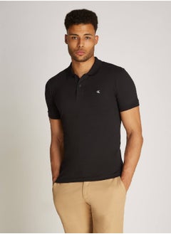 CALVIN KLEIN Men's Slim Cotton Stretch Polo Shirt - Cotton, Black  - Image 1