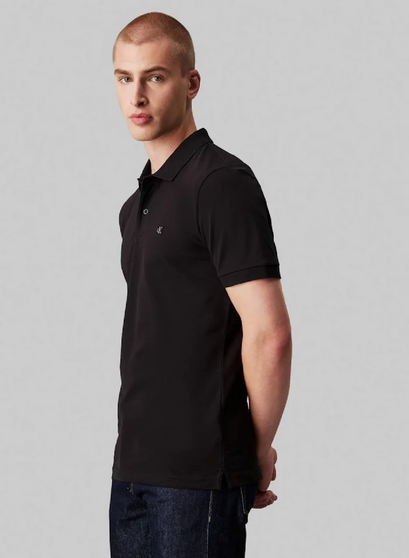 Calvin Klein Jeans Men's Slim Cotton Stretch Polo Shirt -  cotton stretch piqué, Black