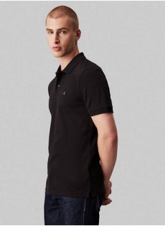 CALVIN KLEIN Men's Slim Cotton Stretch Polo Shirt - Cotton, Black  - Image 5