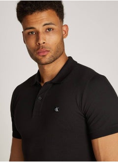 CALVIN KLEIN Men's Slim Cotton Stretch Polo Shirt - Cotton, Black  - Image 3