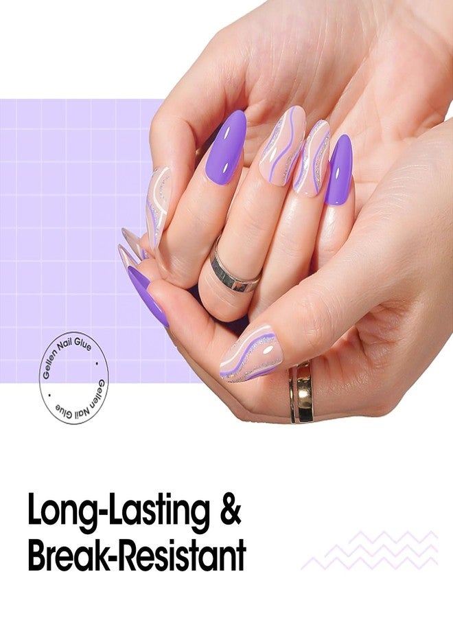 Gellen 2 Pcs Gel Nail Glue for Nail Tips, 4 in 1 UV Extension Glue for Acrylic Tips & Clear Press on Nails & False Nails, Base Gel, Rhinestone, U V Led Lamp Needed - Image 3