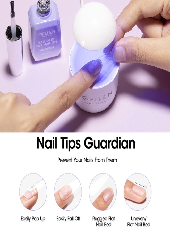 Gellen 2 Pcs Gel Nail Glue for Nail Tips, 4 in 1 UV Extension Glue for Acrylic Tips & Clear Press on Nails & False Nails, Base Gel, Rhinestone, U V Led Lamp Needed - Image 5